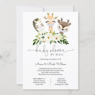 Baby Dieren met Maskers Baby shower per post Kaart