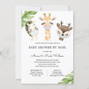 Baby Dieren met Maskers Baby shower per post Kaart