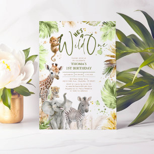 Baby Dieren Oerwoud Safari Wild Een 1e Verjaardag Kaart