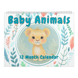 Baby Dieren Pastel Kleuren Douche | kinderkamer Kalender
