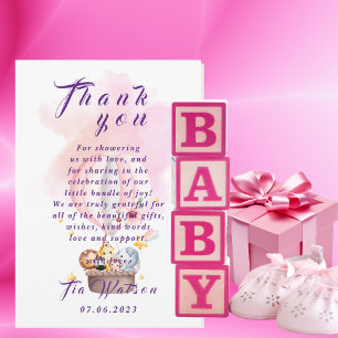 Baby Dieren Safari In Roze Hete Luchtballon Notitiekaartje