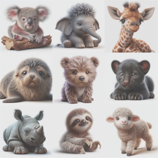 Baby Dieren Set 3 Sticker (Voorkant)