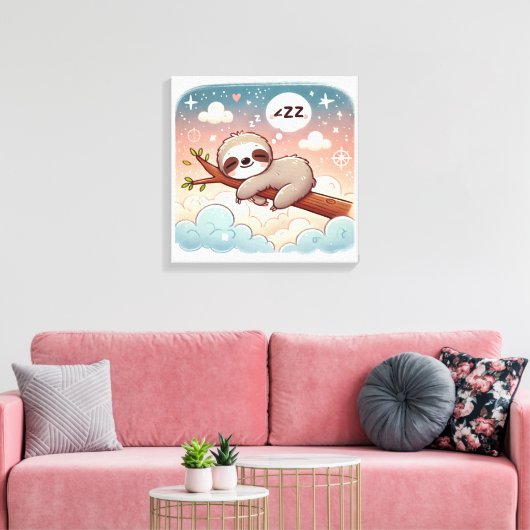 Baby Dieren - Slaapluiaard Kwekerij Wall Art Canvas Afdruk (Insitu (Woonkamer))
