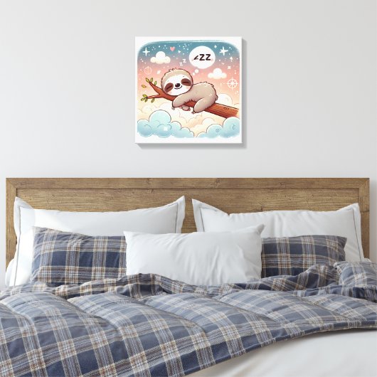 Baby Dieren - Slaapluiaard Kwekerij Wall Art Canvas Afdruk (Insitu (Slaapkamer))