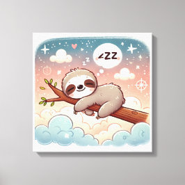 Baby Dieren - Slaapluiaard Kwekerij Wall Art Canvas Afdruk
