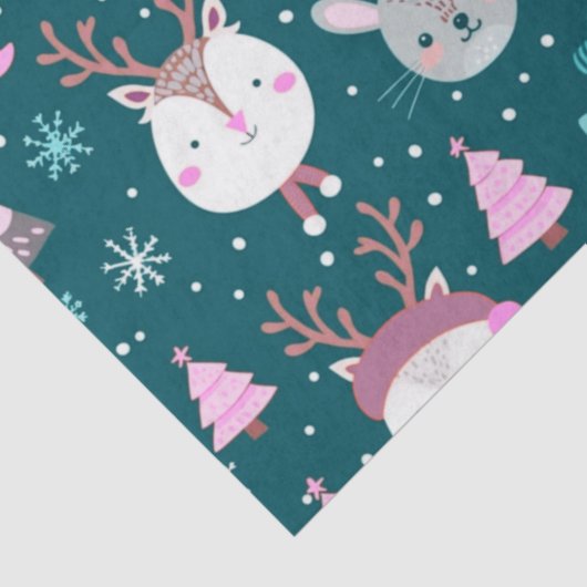 Baby Dieren Sneeuwvlokken Halve Maan Kerstmis Tissuepapier (Detail)