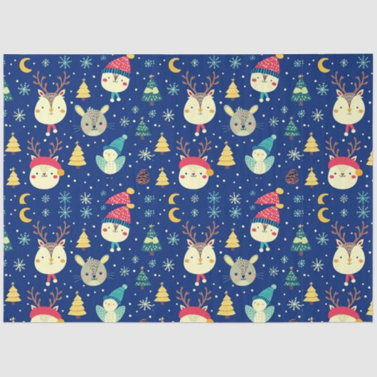 Baby Dieren Sneeuwvlokken Halve Maan Kerstmis Tissuepapier (Voorkant)