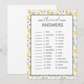 Baby dieren spelletjes Baby shower grijs/geel Kaart (Voorkant / Achterkant)