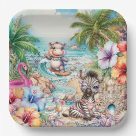 Baby Dieren Strandfeest Bord
