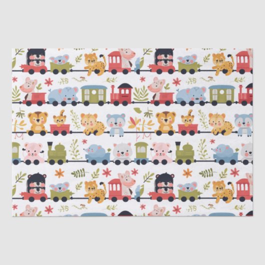 Baby Dieren Trein Tissuepapier (Voorkant)