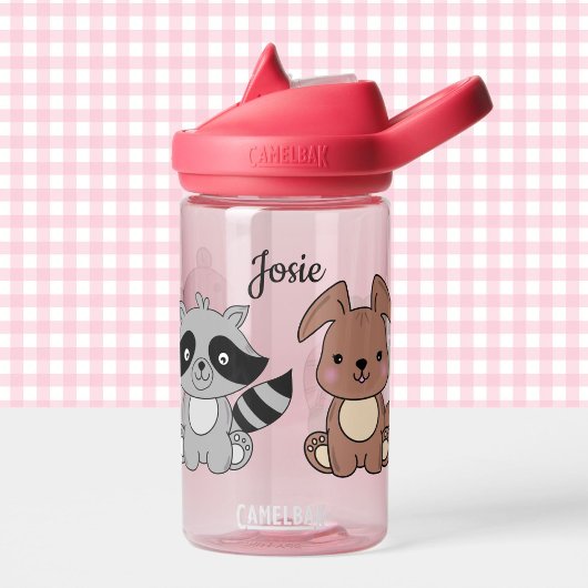 Baby-dieren Voeg de naam van het kind roze toe Waterfles
