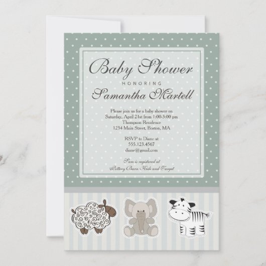 Baby-dieren voor Baby showers Kaart (Voorkant)