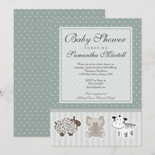 Baby-dieren voor Baby showers Kaart (Voorkant / Achterkant)
