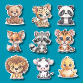Baby Dieren Waterdichte Vinyl Set Sticker