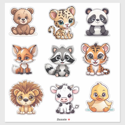 Baby Dieren Waterdichte Vinyl Set Sticker (Vel)