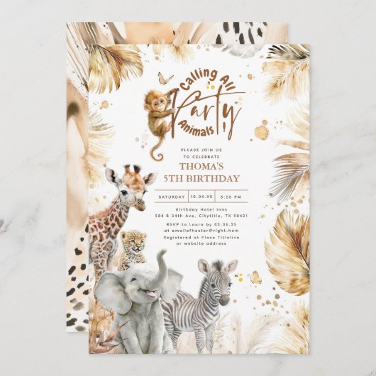 Baby Dieren Wild Oerwoud Safari Leuke Leuke Verjaa Kaart (Voorkant / Achterkant)