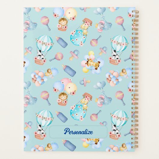 Baby Dierenballon Speelgoed Blauw Thema Gepersonal Planner (Achterkant)
