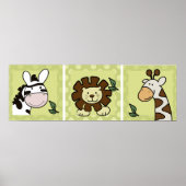Baby dierentuin Dieren Giraffe Zebra Leeuw set van Poster (Voorkant)