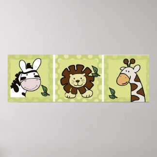 Baby dierentuin Dieren Giraffe Zebra Leeuw set van Poster