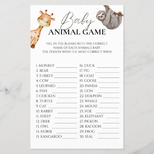 Baby Dierenwild Wild One Safari Baby shower Flyer (Voorkant)