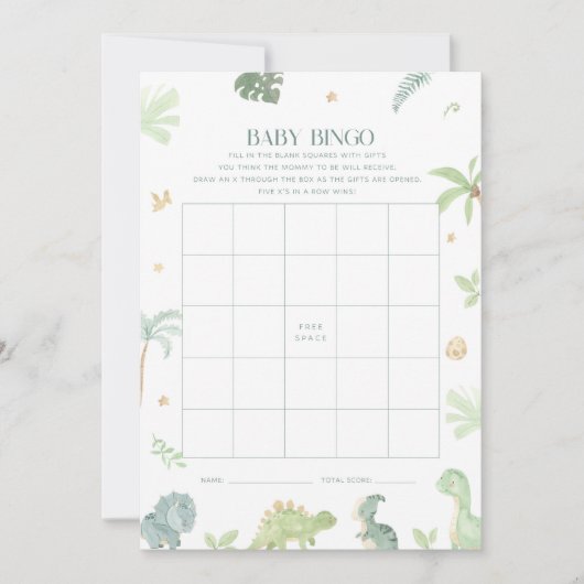 Baby Dino Baby shower Bingo spel Kaart (Voorkant)