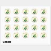 Baby Dino Baby shower Classic Ronde Sticker (Vel)