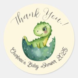 Baby Dino Baby shower Classic Ronde Sticker