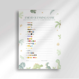 Baby Dino Baby shower Emoji Guessing spel Kaart