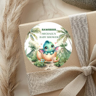 Baby Dino Badstickers Knuffel Uit het Ei Komt Gauw Ronde Sticker