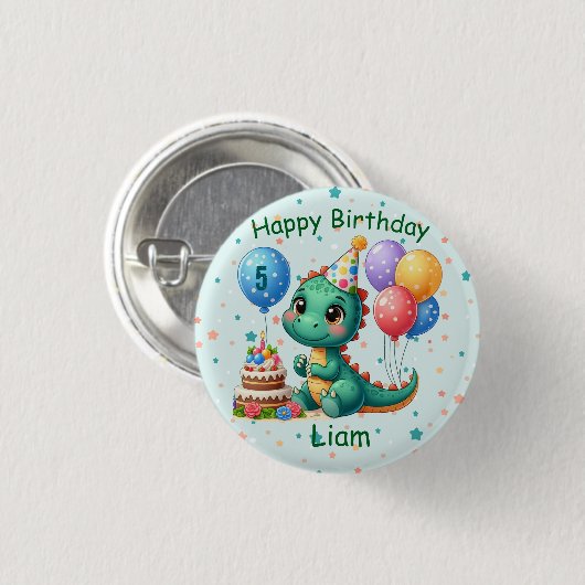 Baby Dino Birthday Button (Voorkant /achterkant)