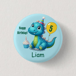 Baby Dino Birthday Button! Ronde Button 3,2 Cm
