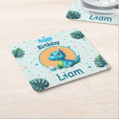 Baby Dino Birthday Coaster Kartonnen Onderzetters (Schuin)