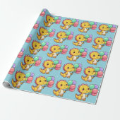 Baby Dino Birthday Gift Wrap Cadeaupapier (Uitgerold)