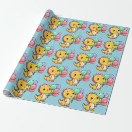 Baby Dino Birthday Gift Wrap Cadeaupapier