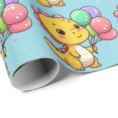 Baby Dino Birthday Gift Wrap Cadeaupapier (Rol Hoek)