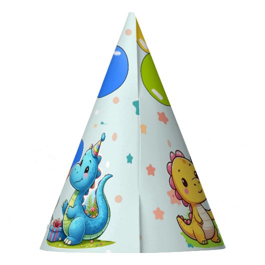 Baby Dino Birthday Party Hats Feesthoedjes (Achterkant)