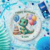 Baby Dino Birthday Party Plates Papieren Bordje (Feest)