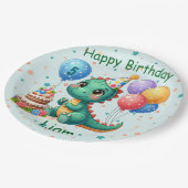 Baby Dino Birthday Party Plates Papieren Bordje (Gekanteld)