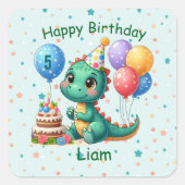 Baby Dino Birthday Sticker (Voorkant)
