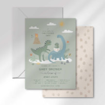 Baby Dino Hatching Binnenkort Baby shower Uitnodig
