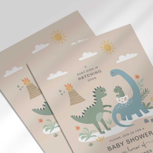 Baby Dino Hatching Binnenkort Baby shower Uitnodig