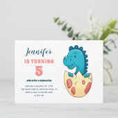 Baby Dino Hatching Egg Cute Kinder Dinosaur Birthd Kaart (Staand voorkant)