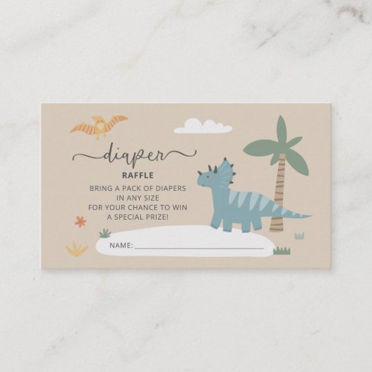 Baby Dino Hatching Soon Luier Raffle Kaart (Voorkant)