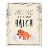 Baby Dino Hunt en Hatch Dinosaur Birthday Sign Foto Afdruk (Voorkant)