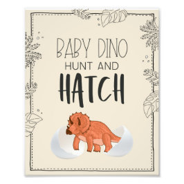 Baby Dino Hunt en Hatch Dinosaur Birthday Sign Foto Afdruk