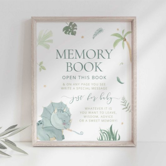 Baby Dino Memory Book Sign Poster