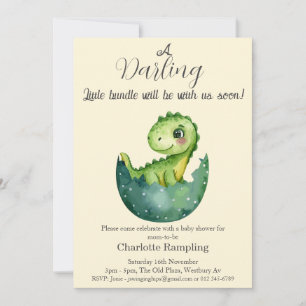 Baby Dino op Cornflower Baby shower Uitnodiging