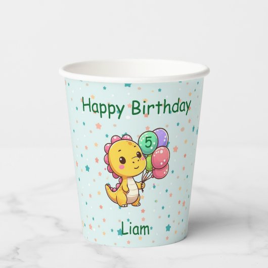 Baby Dino Paper Cups Papieren Bekers (Achterkant)