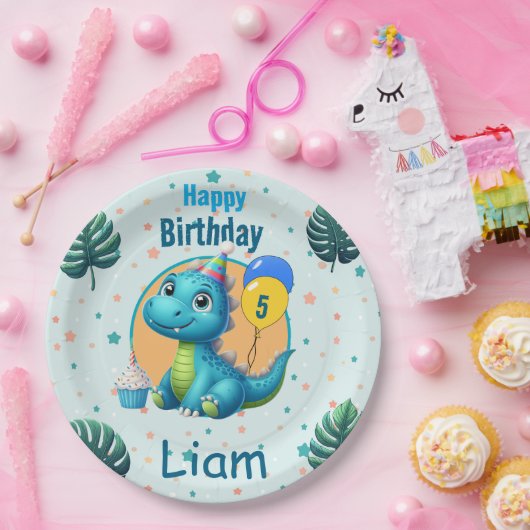 Baby Dino Paper Plates Papieren Bordje (Feest)