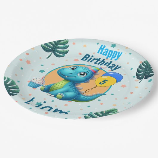 Baby Dino Paper Plates Papieren Bordje (Gekanteld)